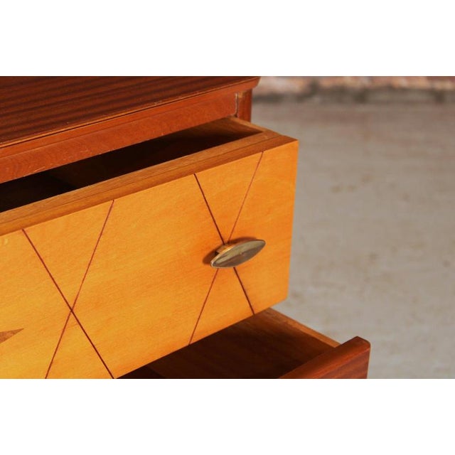 Wood Mid-Century Mahogany Chest of Drawers with Brass Handles by Lebus, 1950s For Sale - Image 7 of 12
