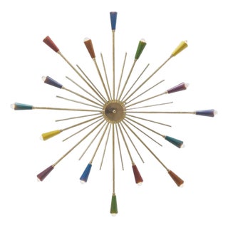 16-Light Mid Century Sputnik Chandelier | Brass Modern Ceiling Light | Luxury Starburst Pendant Lamp | Retro Contemporary Living Room Lighting For Sale