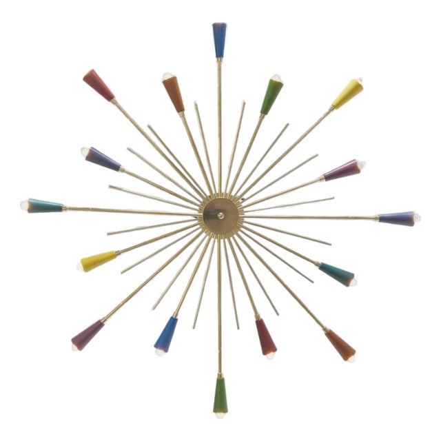 16-Light Mid Century Sputnik Chandelier | Brass Modern Ceiling Light | Luxury Starburst Pendant Lamp | Retro Contemporary Living Room Lighting For Sale
