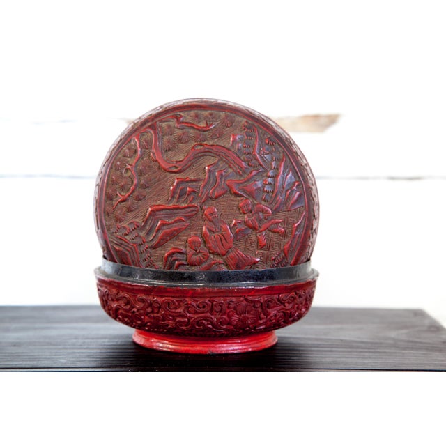 Antique Chinese Cinnabar Box Bowl For Sale - Image 10 of 11