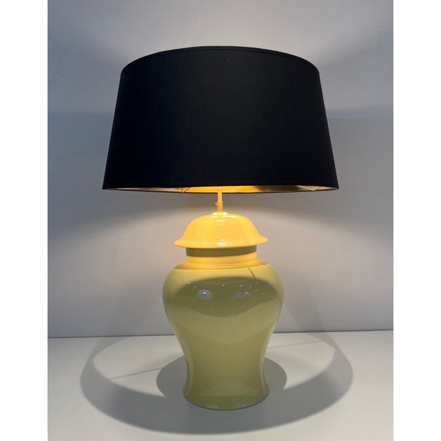 Ceramic 1970 Yellow Ceramic Table Lamps. French Work - a Pair For Sale - Image 7 of 12