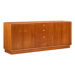 Dyrlund Mid Century Danish Teak Tambour Door Lowboy Dresser For Sale