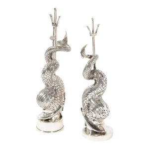 Handcrafted Sterling Silver Dolphin Salt Shaker & Pepper Mill Signed Missiaglia - A Pair