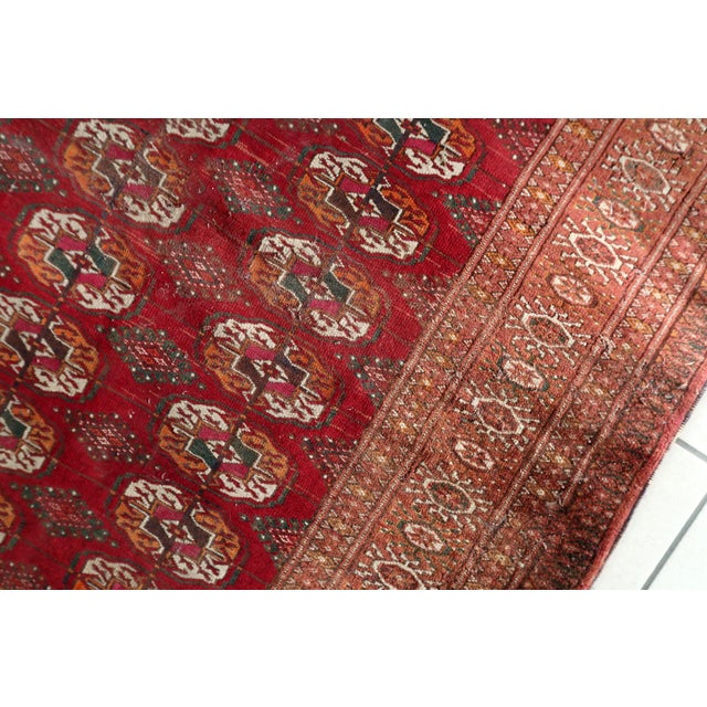 Burgundy 1930s, Authentic Antique Turkmen Tekke Rug 4.4' X 6' For Sale - Image 8 of 14