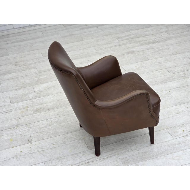 Vintage Danish Lounge Chair in Furniture Leather, 1960s For Sale - Image 10 of 18