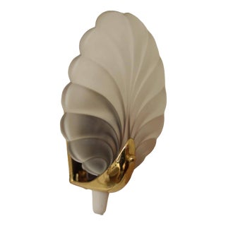 Art Deco Brass & Glass Shell Wall Lamps Denmark, 1930s Rewired, Working, E14, Set of 2 For Sale