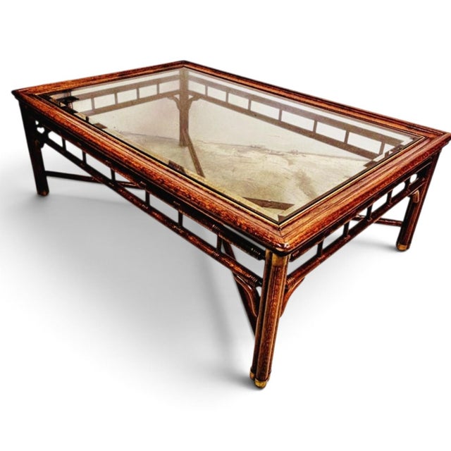 1970s Ralph Lauren Vintage Bamboo Walnut Coffee Table 1970s For Sale - Image 5 of 9