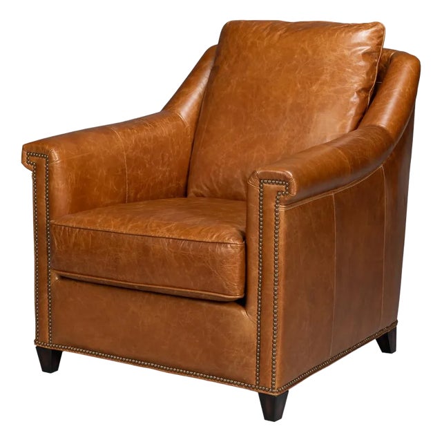 Light Brown Leather Accent Chair For Sale