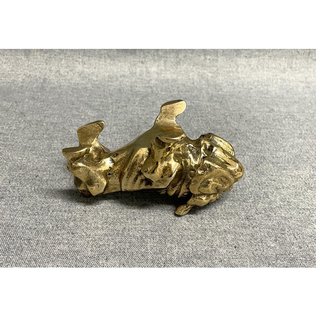 Gold Vintage Brass Bulldog Paperweight For Sale - Image 8 of 8