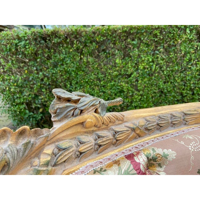 1970s French Artisan Louis XVI Pink Gold Beech Settee-1Pc For Sale - Image 10 of 16