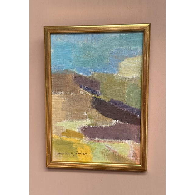 Original vintage swedish oil on panel – “sommardag krokås” by anders a. Jönsson – signed – framed – 23 × 17 cm (9" × 6.7")...