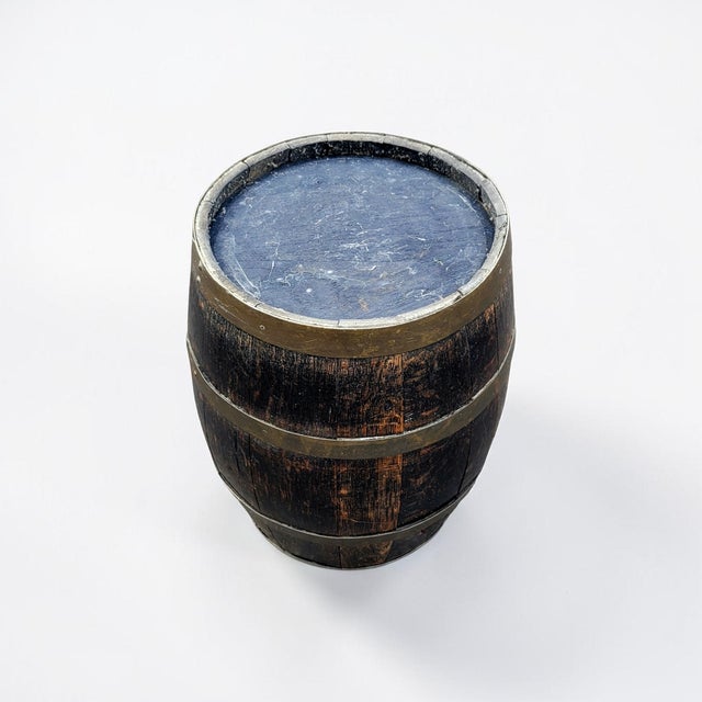 Brown Antique Dutch Barrel Umbrella Stand in Aged Wood and Brass, 1890s For Sale - Image 8 of 10