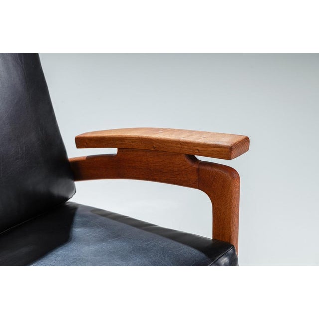 Belgian Lounge Chairs in Oak with Leather Cushions, 1960s, Set of 2 For Sale - Image 16 of 17