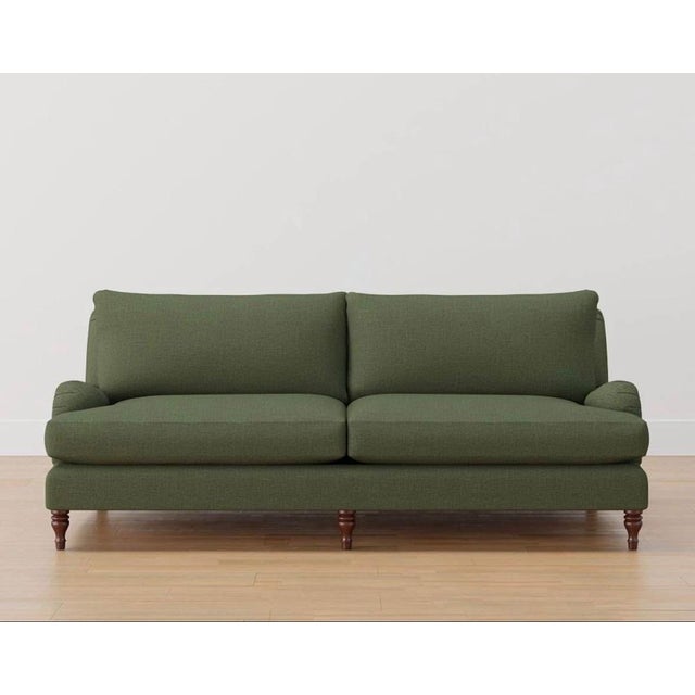 Textile Pottery Barn Carlisle English Roll Arm Sofa in Performance Heathered Tweed Evergreen For Sale - Image 7 of 9