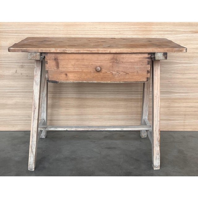 Early 19th Century Spanish Baroque Bleached Side Table with Drawer For Sale - Image 16 of 18