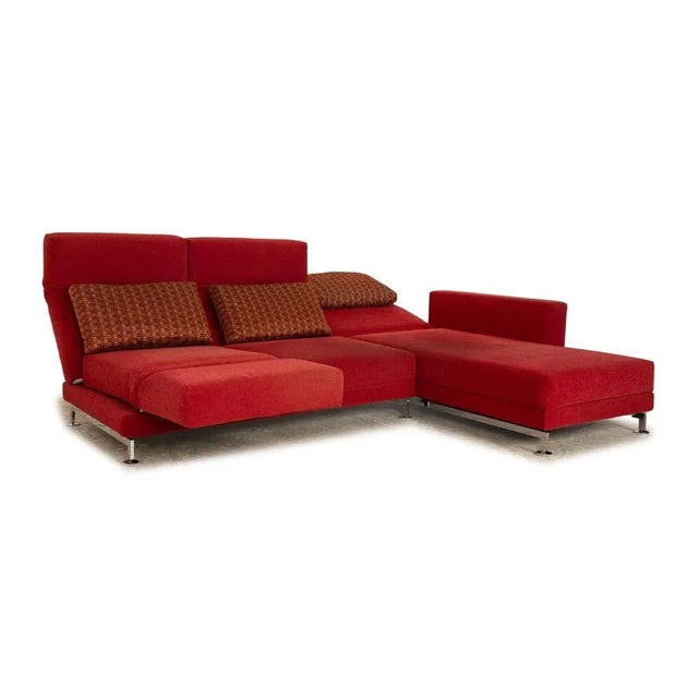 Modern Brühl Moule Fabric Corner Sofa Red Chaise Longue Right Manual Function Relaxation Function Sofa Couch For Sale - Image 3 of 12
