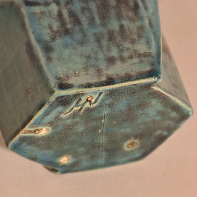 Pottery Vases in Blue and Beige Glaze, Set of 2 For Sale - Image 12 of 14