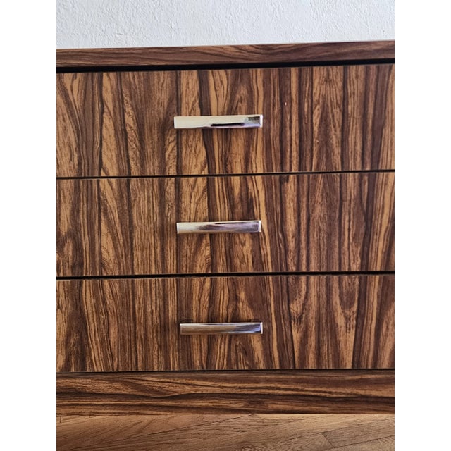 Wood Mid Century Modern Laminated Faux Rosewood Credenza For Sale - Image 7 of 12