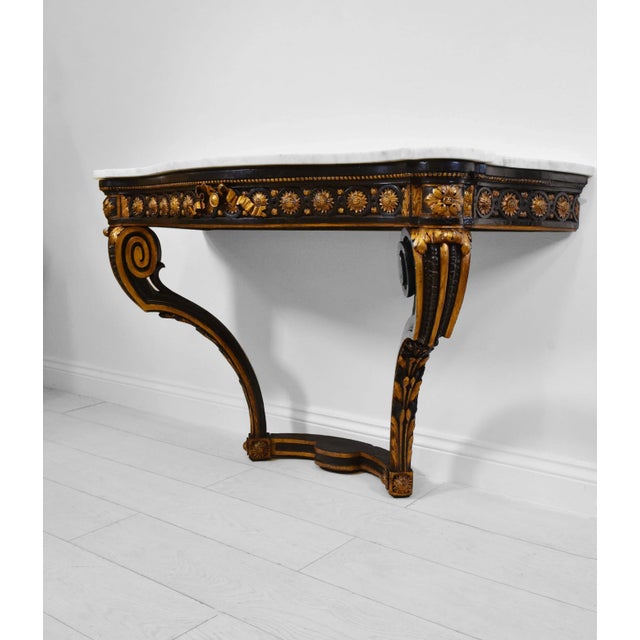 Antique Italian Console Table with Gilt & Ebonised Marble Top For Sale - Image 6 of 14