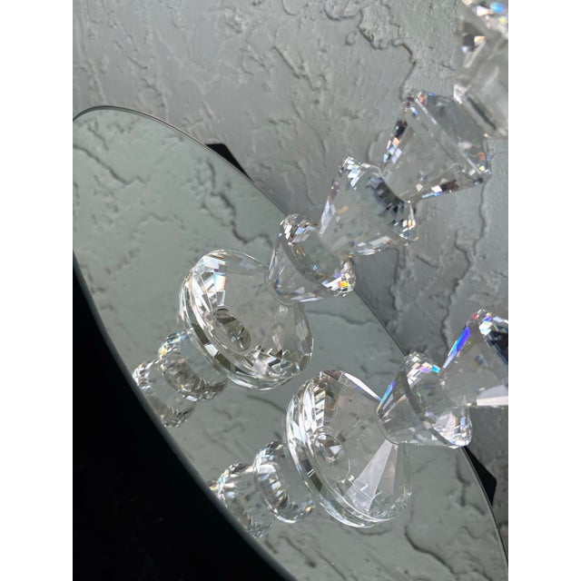 Transparent Pair of Simon Designs Faceted Crystal Candlesticks – Geometric Art Deco Style For Sale - Image 8 of 12
