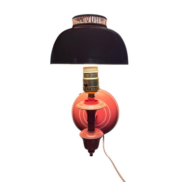 This is a beautiful, nostalgic, fully operational, wall sconce lamp from the mid-century. Virabran bubble gum pink with...