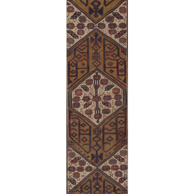 Antique Persian Serab Runner, Handmade Wool Oriental Rug, Red, Ivory, Brown For Sale - Image 4 of 6