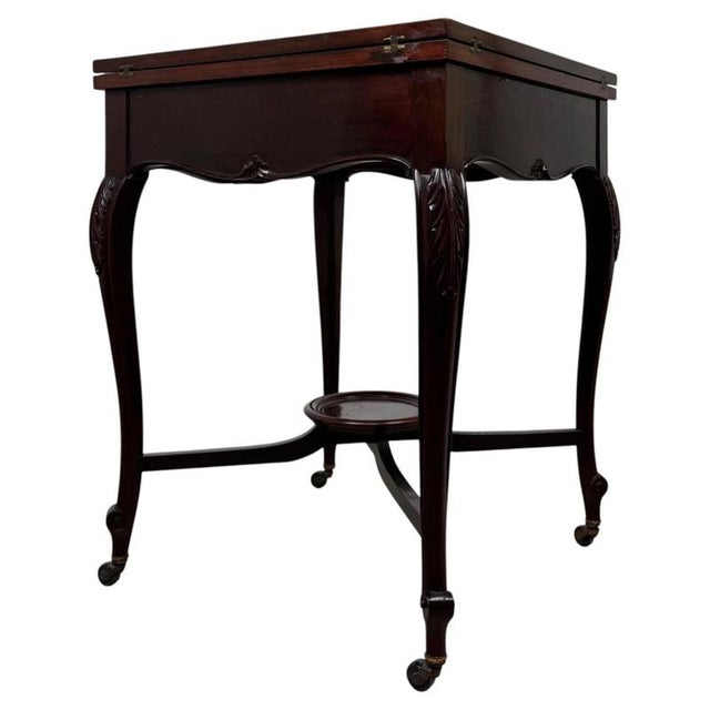 20th Century English Mahogany Envelope Card Table, 1890s For Sale - Image 10 of 13