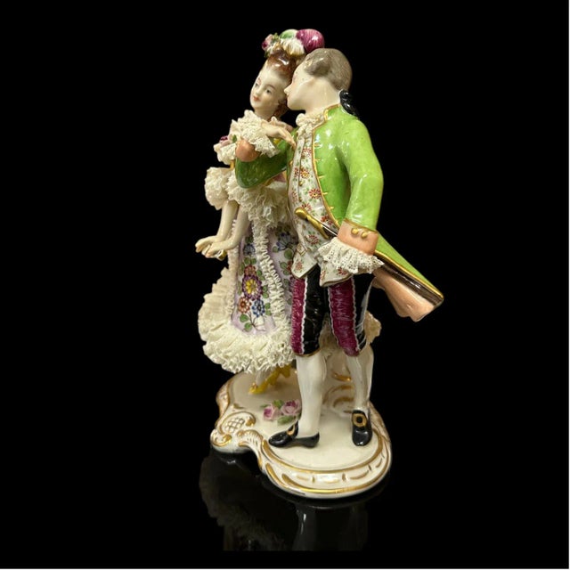 Volkstedt Porcelain, Courting Couple, Marked V20253, Post 1945 For Sale - Image 4 of 10