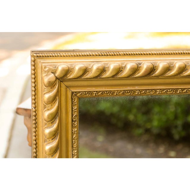 French Rectangular Giltwood Mirror with Gadrooned and Beaded Frame, circa 1900 For Sale - Image 9 of 10