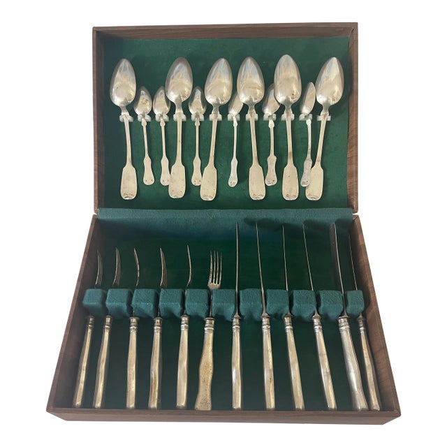 19th Century Austrian Silver Flatware Set 24 PCS For Sale