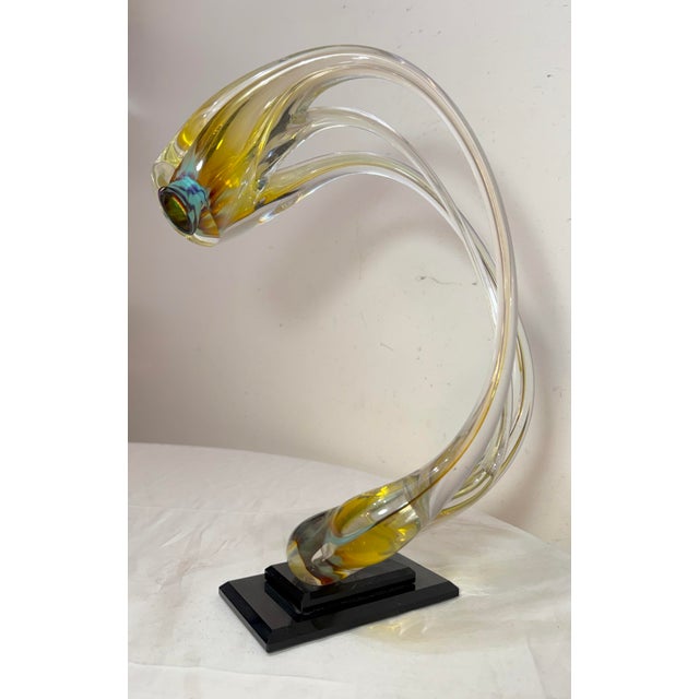 Black Vintage Signed Hand Blown Studio Art Glass Stretched Sculpture Vase Statue Art For Sale - Image 8 of 13