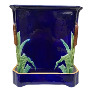 Large 19th Century Majolica Square Minton Jardiniere