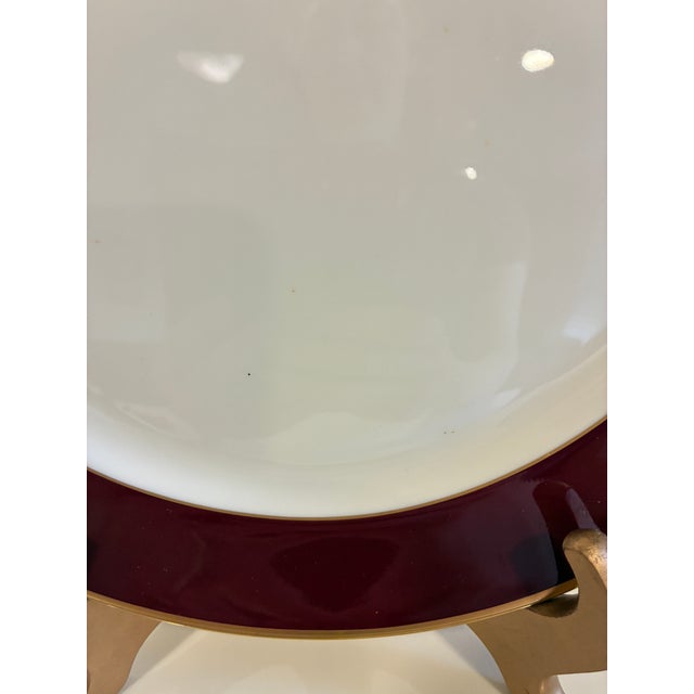 Burgundy Vintage Pickard Ensemble Burgundy Gold-Trim Dinner Plates, Set of 4 For Sale - Image 8 of 12
