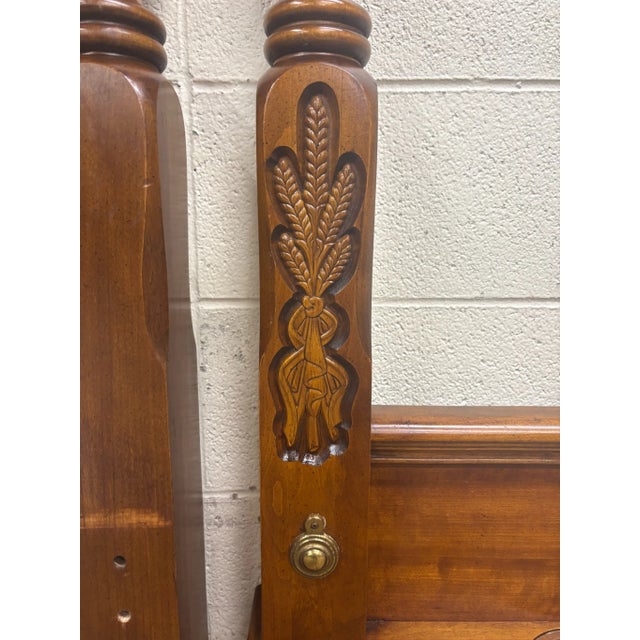 Wood Vintage Full Size Chippendale Style Four Poster Rice Bed Headboard and Footboard For Sale - Image 7 of 8