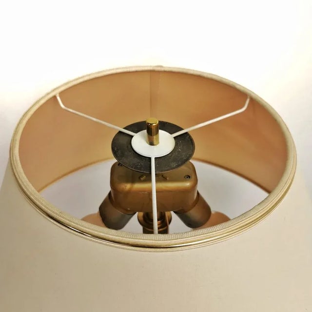 Beige Vintage Brass Lamp with Fabric Lampshade, 1970s For Sale - Image 8 of 9