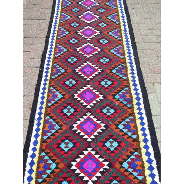 Mid-Century Modern 1970's Handmade Turkish Kilim Runner - 36"x130" For Sale - Image 3 of 13