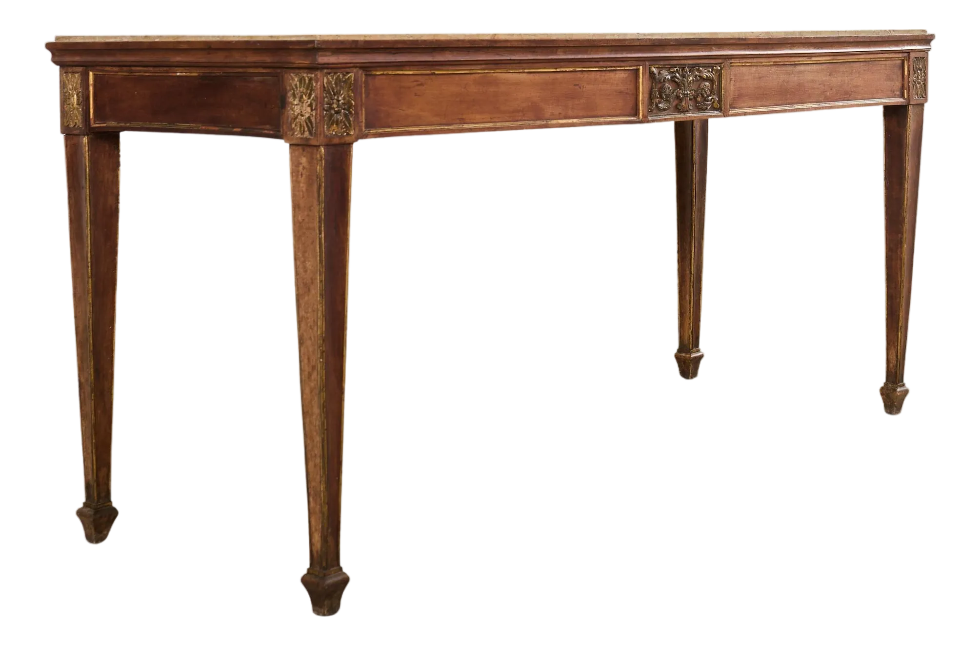 Grand French Neoclassical Marble Top Library or Console Table