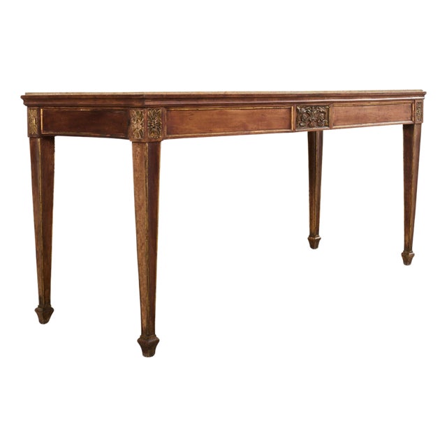 Grand French Neoclassical Marble Top Library or Console Table For Sale