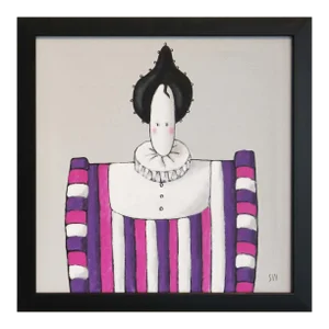 2021 “Mme. Violette” Abstract Aristocratic Figure Painting by Scott Woodard, Framed