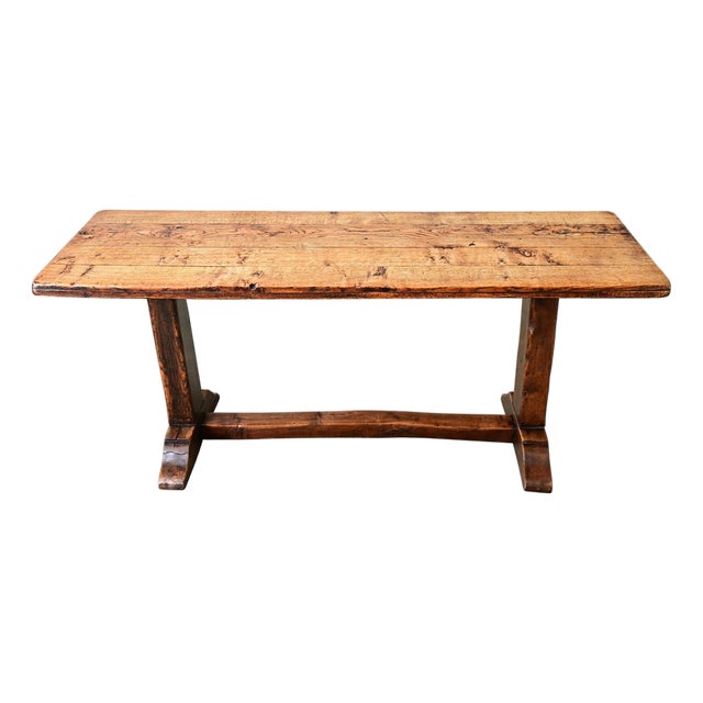 French 18th Century Solid Elm Tavern Table For Sale