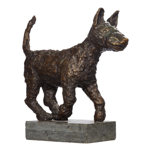 Dominik Albinski, Polish Modernist PUPPY DOG Bronze Expressionist Art Sculpture