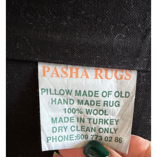 1990s Handmade Turkish Wool Rug Floor Cushion, 28”x28” For Sale - Image 5 of 8