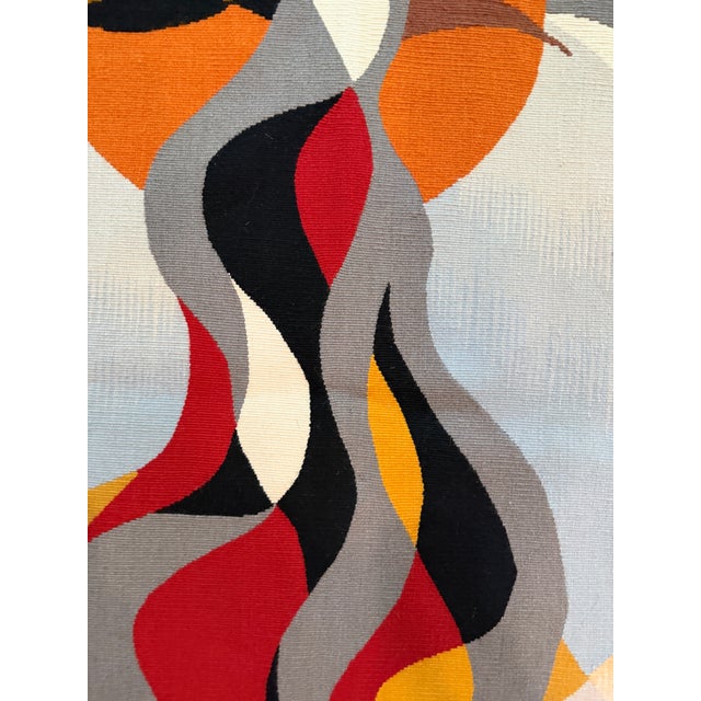 Abstract Modern French Tapestry by Baudouin, Late 20th Century 5'11" X 3'8" For Sale - Image 3 of 13