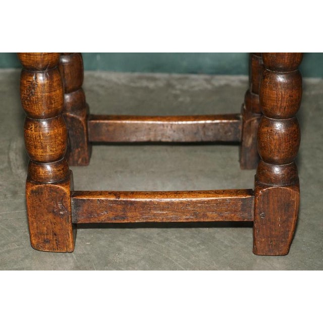 Brown English Oak Bobbin Turned Joint Stool, 1700s For Sale - Image 8 of 18