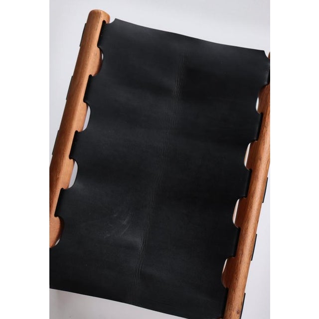 Danish Modern Gold Hill Stool in Oak and Black Leather attributed to Poul Hundevad, 1960 For Sale - Image 10 of 17