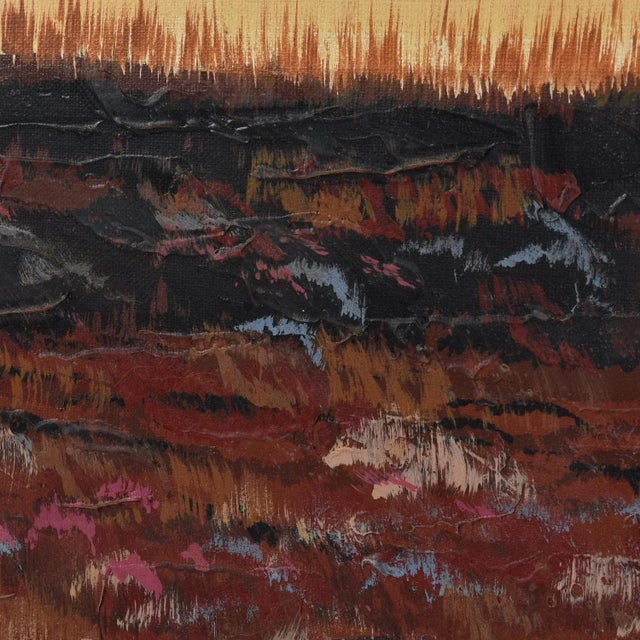 Large Mid-Century Modern Orange and Brown Tree Landscape Painting Signed Williams For Sale - Image 10 of 12