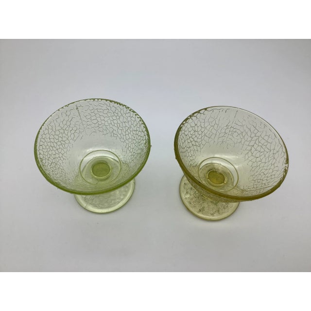 1930s Crackle Yellow Canary Vaseline Sherbet Cups- Set of 2 For Sale In Sacramento - Image 6 of 13