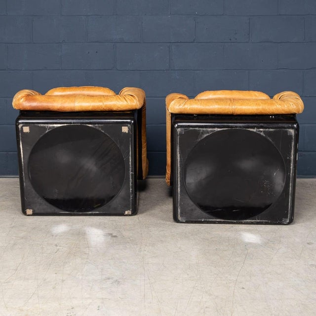 Brown Vintage Italian Club Chairs in Leather by Rossi Di Albizzate, 1970, Set of 2 For Sale - Image 8 of 18