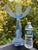 Large Vintage Three Graces Art Deco German Walther & Sohne Blue Frosted Glass Comport For Sale - Image 9 of 12