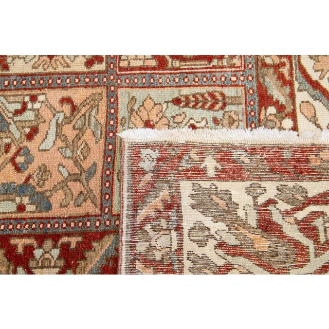 Beige Floral Persian Bakhtiari Rust Wool Rug Handcrafted in the 1920s For Sale - Image 8 of 8